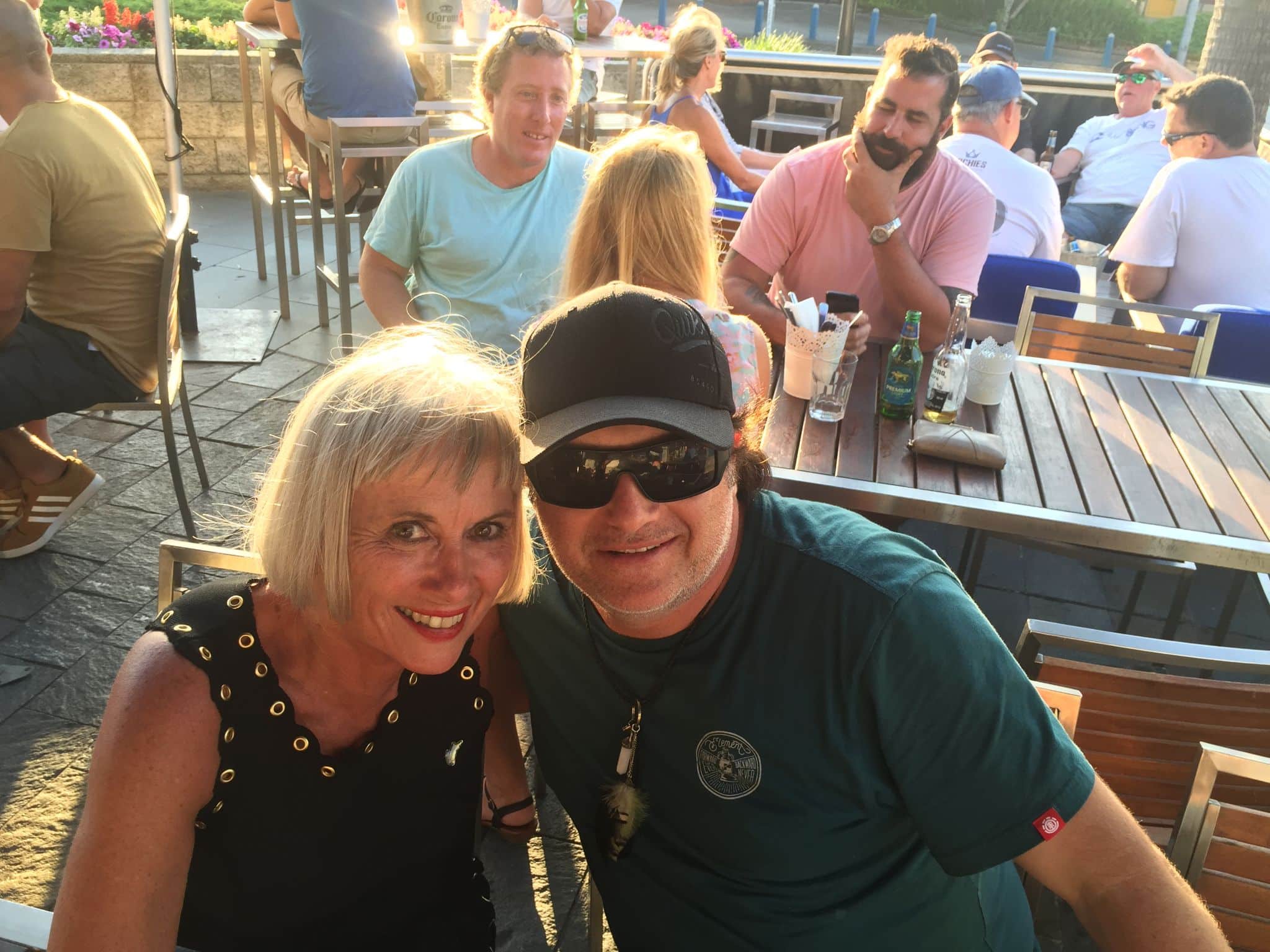 Jason Kearney and His Mother Maureen Kearney In Cronulla Having A Sunday Drink